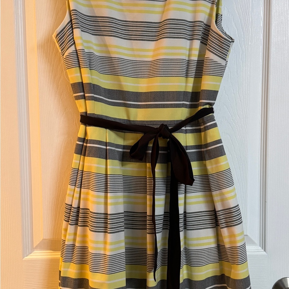 Calvin Klein Yellow and Black Striped Midi Dress
